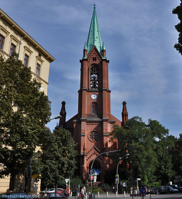 Bild: Gethsemanekirche, Stargarder Str. war während der 1980er Jahre Sammelpunkt für Oppositionelle und die DDR-Friedensbewegung